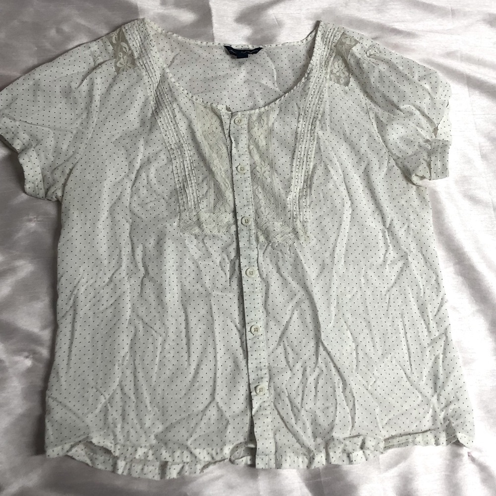 White Polkadot Blouse